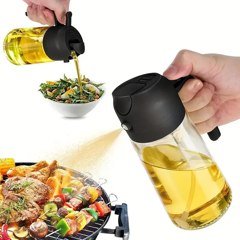 500ml 2-in-1 Olive Oil Sprayer & Dispenser Bottle – Glass Kitchen Bottle with Premium Nozzle for Air Fryer, Salad, BBQ, Roasting (Multicolor) - Urban Goods