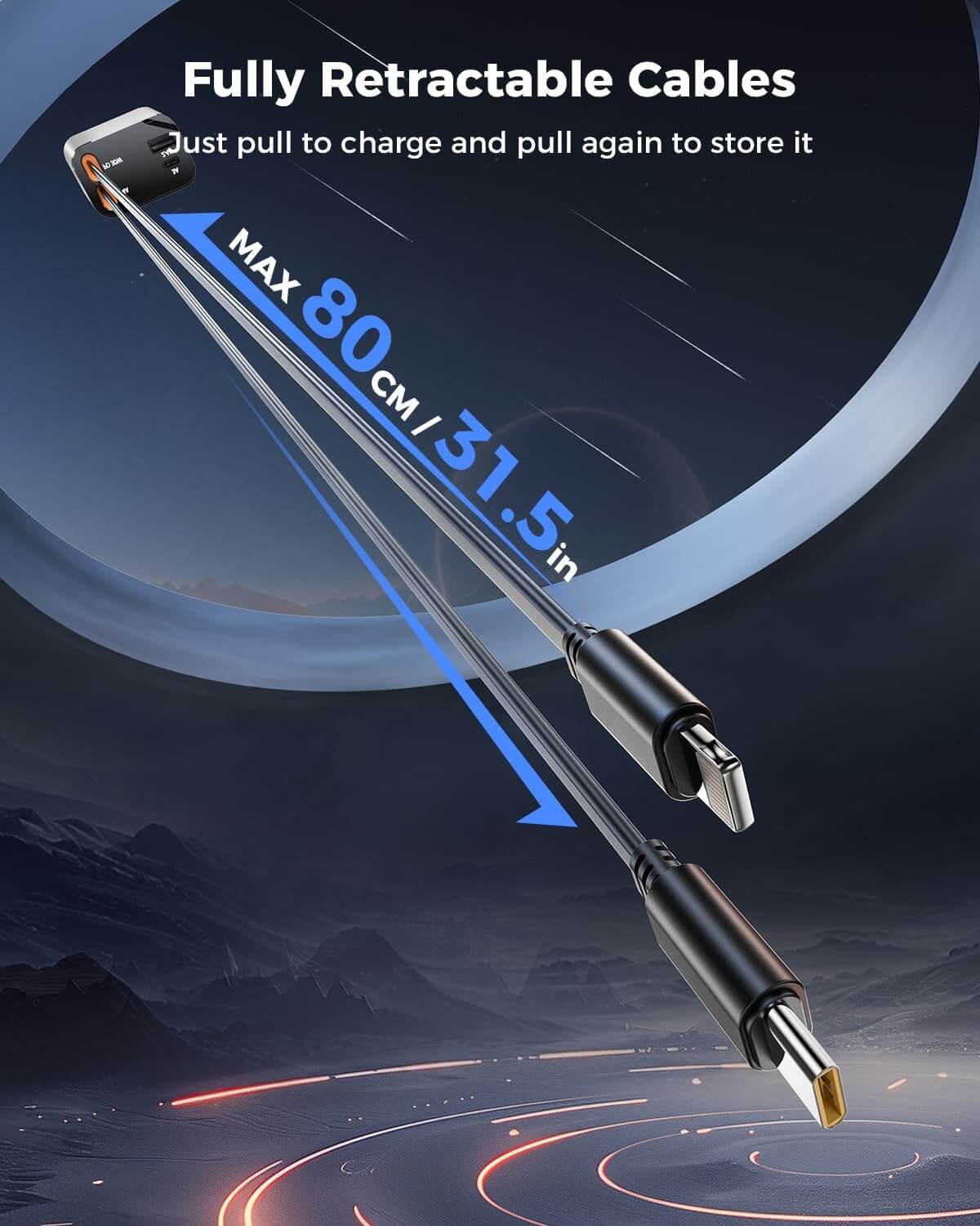Retractable Car Charger, 120 W 4 in 1 Superfast Car Charger, Type C & USB Charging Ports - Urban Goods