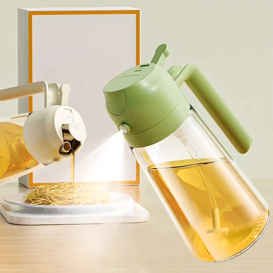 500ml 2-in-1 Olive Oil Sprayer & Dispenser Bottle – Glass Kitchen Bottle with Premium Nozzle for Air Fryer, Salad, BBQ, Roasting (Multicolor) - Urban Goods