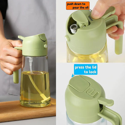 500ml 2-in-1 Olive Oil Sprayer & Dispenser Bottle – Glass Kitchen Bottle with Premium Nozzle for Air Fryer, Salad, BBQ, Roasting (Multicolor) - Urban Goods